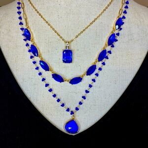 Park Lane Elegant Sapphire Blue and Gold Necklace Set